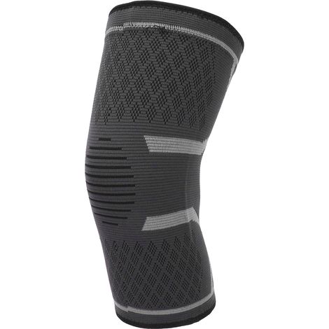 Manchon de compression pour genou, soutien antidérapant en nylon gris, protection respirante, taille L. (1/5)