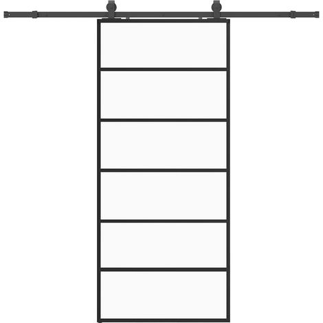 Maison Exclusive - Porta Scorrevole con Ferramenta Nera 90x205 cm in Vetro ESG