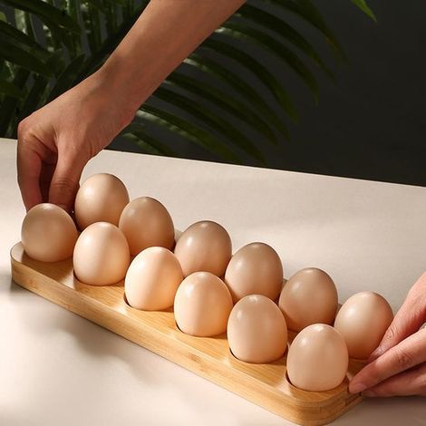 Eierhalter aus Bambus für 12 Eier – Natürliches Holztablett, Küchenaufbewahrung, 30 x 11 x 2 cm (1/5)