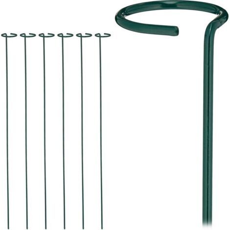 FENOPLASTICATuteur pour plantes avec anneau - lot de 6 - résistant aux intempéries - tuteur en métal - 80 cm (1/4)
