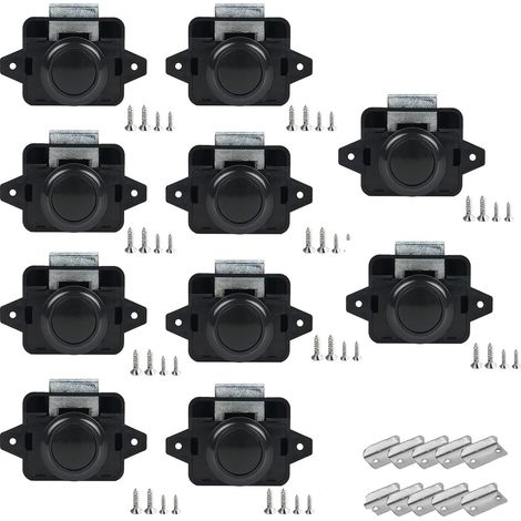 10 Pièces Verrous à Bouton-Poussoir,14-16 mm Serrure de Meuble,pour Camping-Cars, Yachts, Bateaux, RV Camping Armoire, Caravane (1/5)