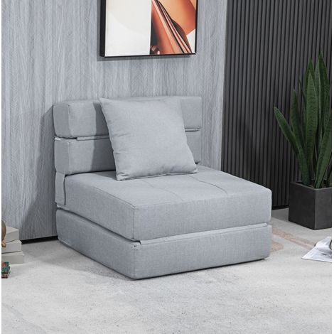 Schlafsessel 70x70x61 cm hellgrau aus Schaumstoff mit Bettfunktion (1/5)