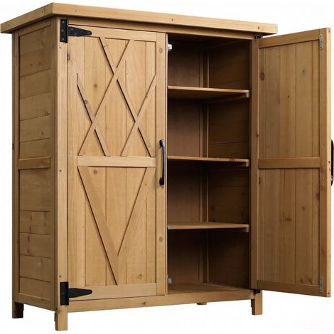 Armoire de jardin en sapin jaune avec toit en tôle galvanisée 75x40x90 cm (1/5)