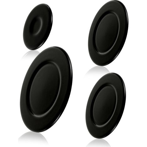 Kit de 4 piezas de tapas metálicas para quemadores y tapas para llamas de estufas de gas SABAF con cubiertas para asas (cóncavas) (1/4)