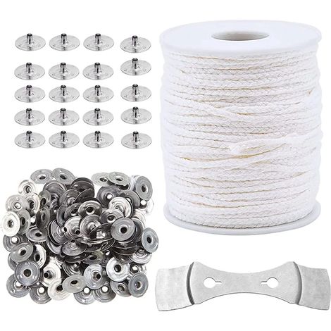 Mèche de bougie en coton bio, 61 m, mèche plate naturelle pour fabrication de bougies DIY, lot de mèches pour chandelles, idéale pour créations artisanales (A) (1/5)