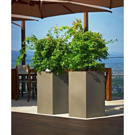 KUBE HIGH - VASO CON DOPPIA PARETE-TORTORA / 30x30 cm
