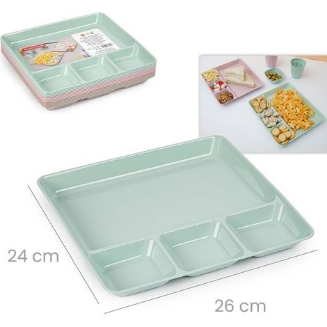 1 Pezzo Vassoio Antipastiera Snack in Plastica 4 Scomparti 24 x 26 cm 3 Colori (1/2)