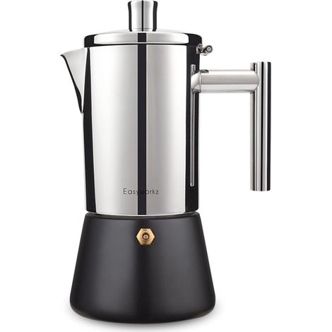 Diego Espressokanne für den Herd, Edelstahl, italienische Kaffeemaschine, Induktionsgeeignet, Mokakanne, 200 ml (4 Tassen) (1/5)
