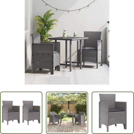 Terrassenstuhl - Gartenstuhl 2 pcs Hellgrau 53 x 49 x 85 cm Polypropylen (1/5)