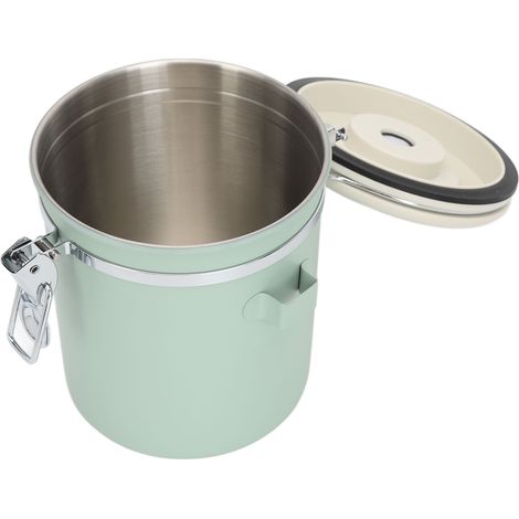 Boîte à café en acier inoxydable et plastique, élégante boîte hermétique pour café en grains et thé, 1,8 L, 12 x 18 cm (1/5)
