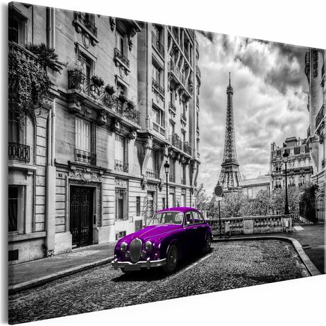 Tableau voiture à paris violet large - 120 x 80 cm (1/4)