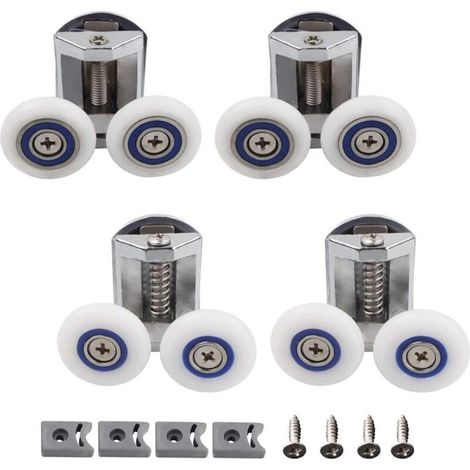 4er-Pack Duschtürrollen – 2 upper and 2 lower Rollen – 26 mm Duschtür-Ersatzset aus Zinklegierung (2 upper + 2 Knöpfe) (1/4)