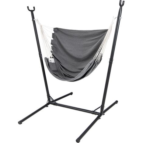 Silla colgante con estructura de altura regulable 160 x 142 x 170 cm suave y cómoda práctico almacenamiento tela gris 200011281