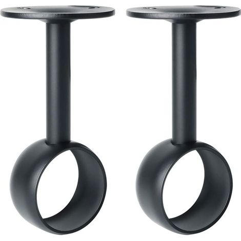 Support de tringle à rideau, support de tringle d'armoire avec vis, support de plafond pour rideau et armoire, acier inoxydable noir mat, diamètre 32 mm, 2 pièces