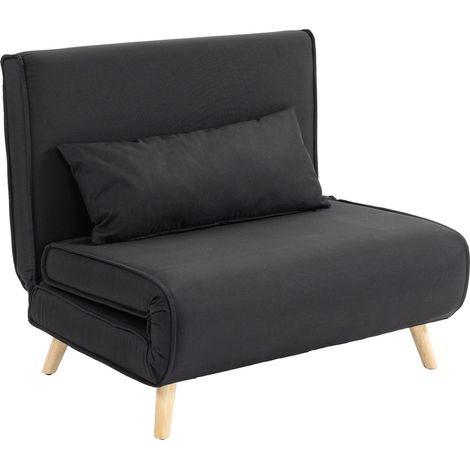 Fauteuil convertible lit pour 1 personne, design moderne, charge max 120 kg, 94x78x80 cm, noir (1/5)