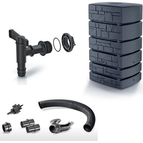 Pack Réservoir d'eau de pluie Tower Stone 500L avec robinet et kit de raccordement (1/2)