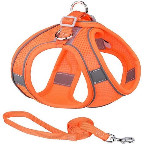 Nouvelle sangle de poitrine pour animaux de compagnie - Gilet réfléchissant - Corde de traction orange - Taille M (1/5)