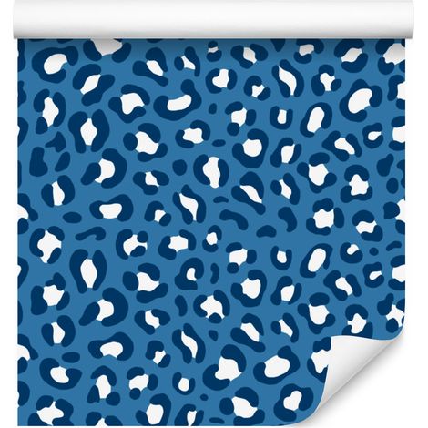 Papier peint imitation peau d'animal bleue, bleu, azur et blanc, 50 x 1000 cm (1/5)