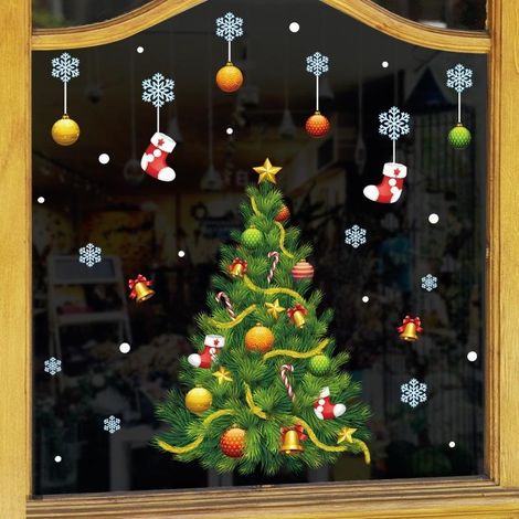 Décoration murale autocollante sapin de Noël pour portes et fenêtres (1/5)