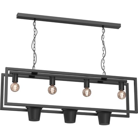 Suspension noire géométrique Flores Luminex 4xE27 15W