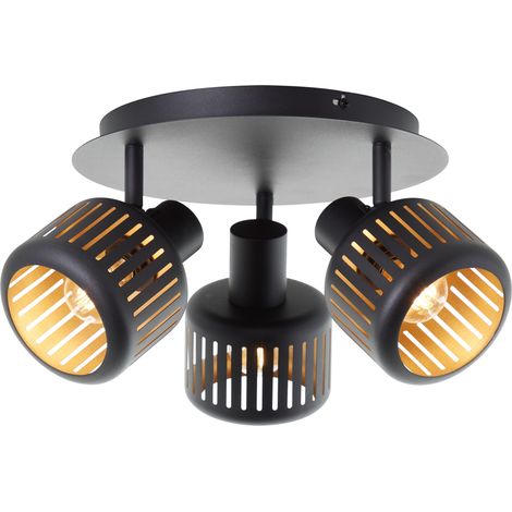 Brilliant Lampe Tyas Spotrondell 3flg schwarz gold Kunststoff/Metall schwarz 3x D45, E14, 28 W