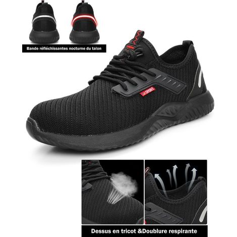Chaussures de Securité Légère Baskets de Sécurité Chaussures de Travail Chaussure de Chantier Embout en Acier Respirantes Antidérapantes Homme Femme Unisexe Taille 45 Eu (1/5)