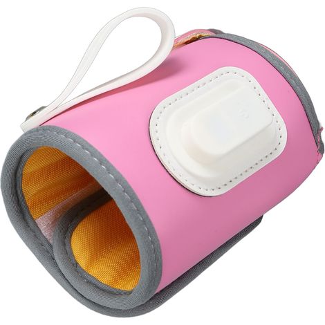 Chauffe-biberon portable rose avec contrôle de température et affichage en temps réel, idéal pour la maison et l'extérieur. (1/5)