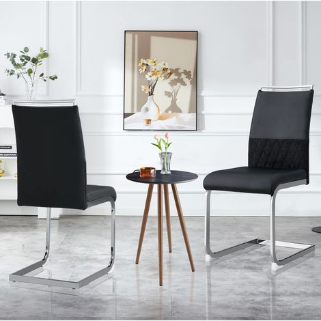 Silla comedor ergonómica tapizada de metal negra OKMYHOME (1/5)
