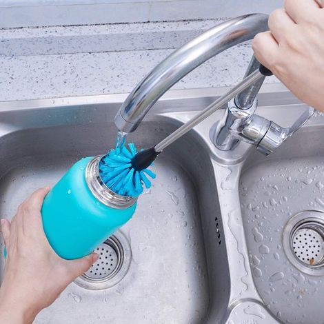 Spazzola per la pulizia delle bottiglie d'acqua - Manico lungo con impugnatura antiscivolo - Setole resistenti - Stile B (1/5)