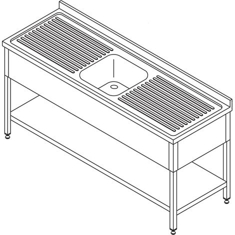 Table Lave-Vaisselle - 160 x 60 cm - avec Évier et Dosseret - Maxima