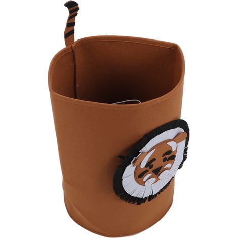 Paniers de rangement épais en coton biologique, motif tigre, pliables et portables, avec un motif animal de dessin animé. Panier à linge pour bébé. (1/5)