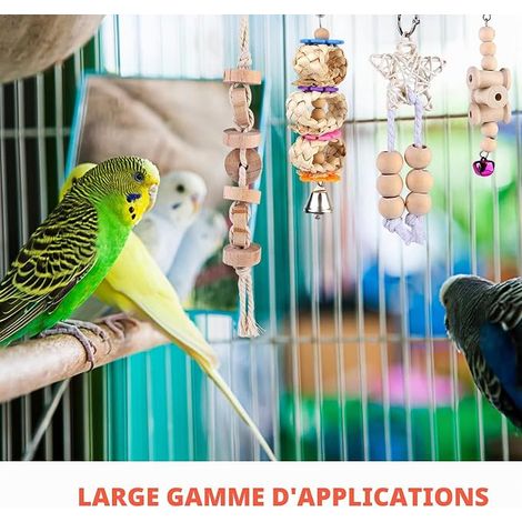 Bird Toys - Chew Toys for Birds, Natural Wooden Parrot Toys, Ladders, Swings, Bells, Toy for Parrot, Birds, Parakeets, Small Macaws, Lovebirds (1/4)