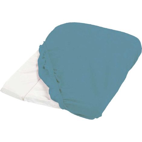 Housse de matelas a langer - CANDIDE - Eponge - 50 x 75 cm - Bleu canard (1/4)