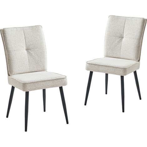 Set mit 2 gepolsterten Esszimmerstühlen aus Chenille mit Metallbeinen cremeweiß MODENUIT (1/5)