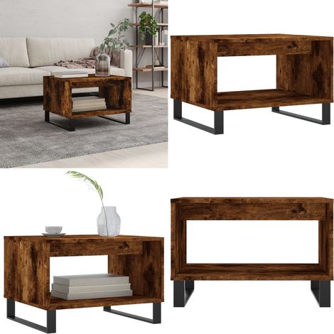 Couchtisch Räuchereiche 60x50x40 cm Holzwerkstoff - Wohnzimmer Tisch - Holzbeistelltisch (1/5)