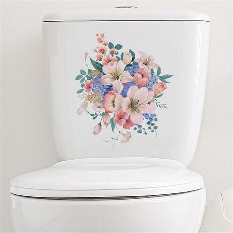 2 Pcs Autocollants pour abattant de WC Motif Fleurs Sticker pour Les Toilettes Stickers Abattant WC Deco Toilette (1/5)