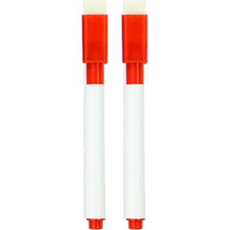 Lot de 2 marqueurs effaçables à sec magnétiques pointe fine faible odeur avec gomme pour tableau blanc enfant adulte rouge (1/5)