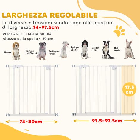 Barrière pour chien extensible à fixation par simple pression avec fermeture automatique. hauteur 76.2 cm. blanche (1/5)