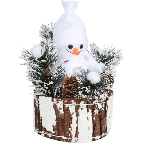 Deko-Schneemann auf Baumstumpf aus Styropor (1/2)