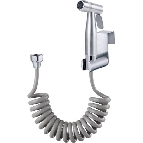Pulvérisateur de bidet portable avec crochet pour réservoir d'eau et tuyau de douche télescopique flexible en ABS de 150 cm pour salle de bain, douche, nettoyage des couches, bain pour animaux (1/5)