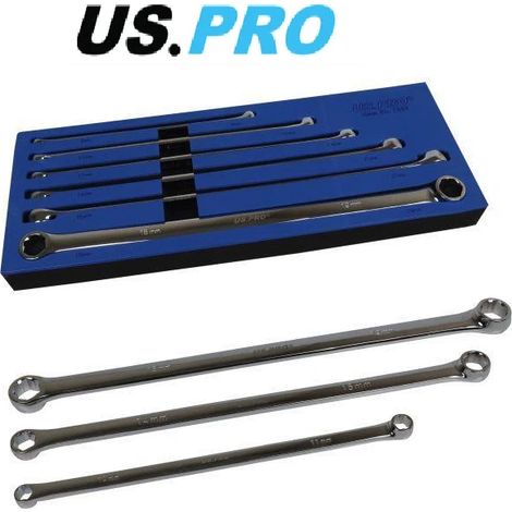 US PRO Ring Spanner Set Grips Damaged Nuts & Bolts 6pc Metric 8-19mm 7548