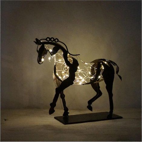 Sculpture de cheval en métal avec LED, sculpture animale, décoration pour la maison ou un restaurant, cadeau de pendaison de crémaillère (1/5)