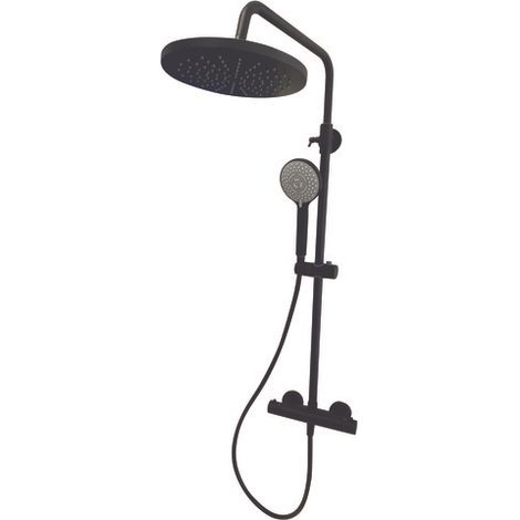 Colonne de douche thermostatique extensible noire mat- Ronde
