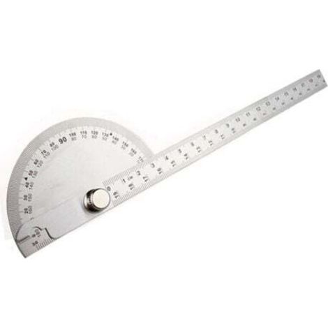 Semplice goniometro angolare in acciaio inox, squadra mobile multifunzionale, argento 90x200mm