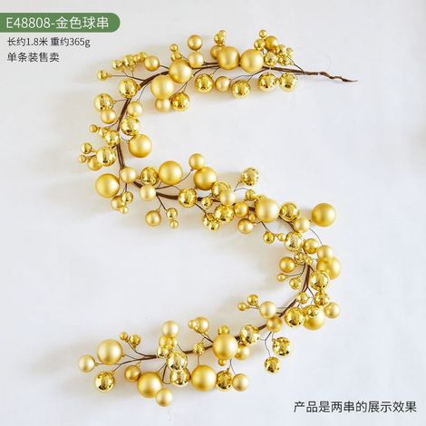 Guirlande De Noël - Boules Rouges Brillantes - 120 Cm - Pour Arbre De Noël, Cheminée, Escalier, Mariage - 1 Pièce (1/2)