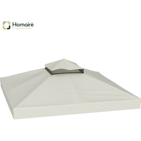 HOMAIRE Ersatzdach wasserdicht Doppeldach Oxford-Stoff 370 g/m² Hellgrau für Pavillon 3x3 m