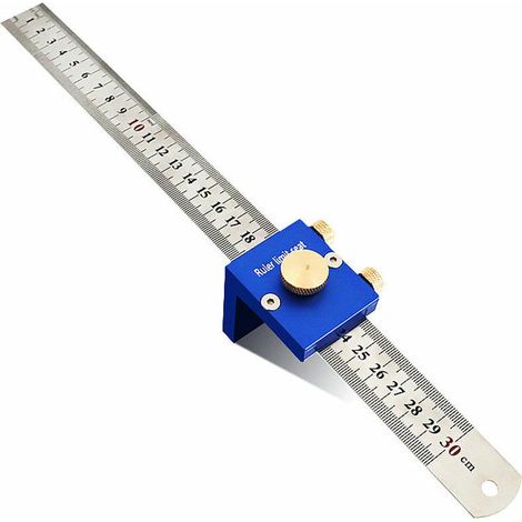 300mm/12" Dual Scale Metric Imperial Marking Ruler in Stainless Steel, Blue