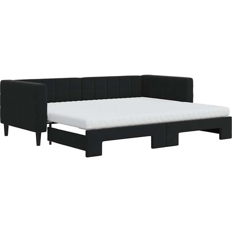 Maison Exclusive - Lit de jour avec gigogne et matelas noir 90x200 cm velours