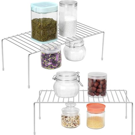 2 Pack Kitchen Cabinet Organizer, Wire Kitchen Cabinet Organizer for Kitchen Cabinet, Pantry, Worktops and Refrigerator, Chrome (1/5)