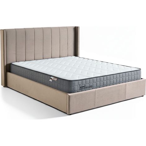 Pack Lit-coffre Magorial + Matelas Bedream 180x200cm Velours Taupe